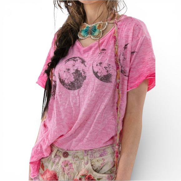 Magnolia Pearl Tops - Magnolia pearl moon phase T-shirt orbital velocity graphic boyfriend distressed